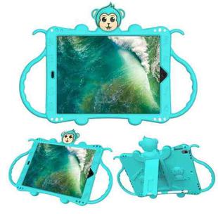 For iPad Pro 10.5 Cartoon Monkey Kids Tablet Shockproof EVA Protective Case with Holder & Shoulder Strap & Handle(Turquoise)