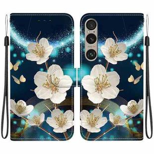 For Sony Xperia 1 VI Crystal Texture Colored Drawing Leather Phone Case(Magnolia)