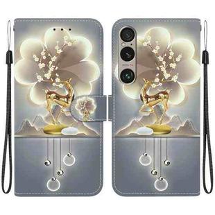 For Sony Xperia 1 VI Crystal Texture Colored Drawing Leather Phone Case(Sika Deer)