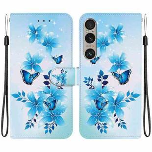 For Sony Xperia 1 VI Crystal Texture Colored Drawing Leather Phone Case(Blue Butterflies)