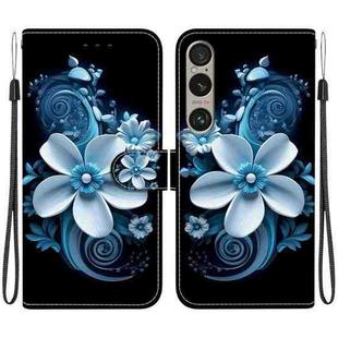 For Sony Xperia 1 VI Crystal Texture Colored Drawing Leather Phone Case(Black Orchid)