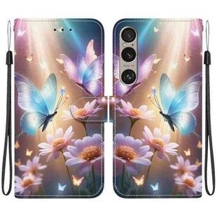 For Sony Xperia 1 VI Crystal Texture Colored Drawing Leather Phone Case(Butterfly Love Flower)