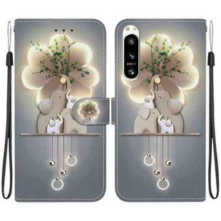 For Sony Xperia 5 VI Crystal Texture Colored Drawing Leather Phone Case(Elephants)