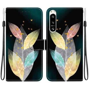 For Sony Xperia 5 VI Crystal Texture Colored Drawing Leather Phone Case(Colored Leaves)