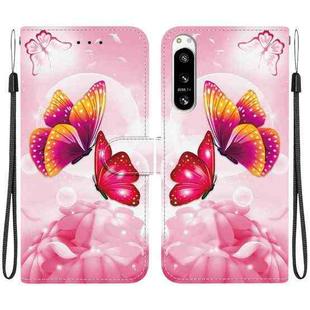 For Sony Xperia 5 VI Crystal Texture Colored Drawing Leather Phone Case(Pink Butterflies)