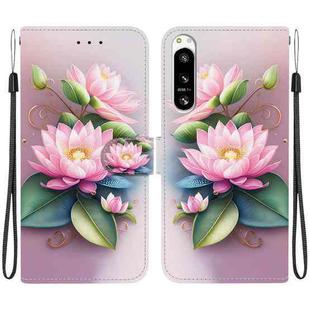 For Sony Xperia 5 VI Crystal Texture Colored Drawing Leather Phone Case(Lotus)