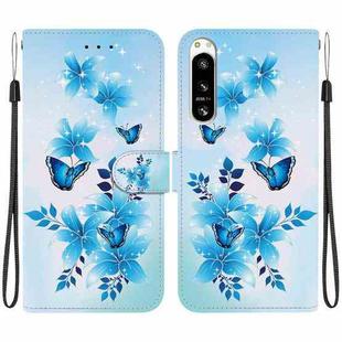 For Sony Xperia 10 VI Crystal Texture Colored Drawing Leather Phone Case(Blue Butterflies)