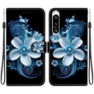 For Sony Xperia 10 VI Crystal Texture Colored Drawing Leather Phone Case(Black Orchid)