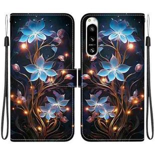 For Sony Xperia 10 VI Crystal Texture Colored Drawing Leather Phone Case(Little Lantern Flower)