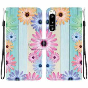 For Sony Xperia 10 VI Crystal Texture Colored Drawing Leather Phone Case(Sunflowers)