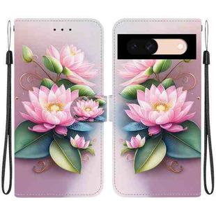 For Google Pixel 8a Crystal Texture Colored Drawing Leather Phone Case(Lotus)