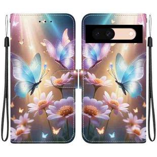 For Google Pixel 8a Crystal Texture Colored Drawing Leather Phone Case(Butterfly Love Flower)