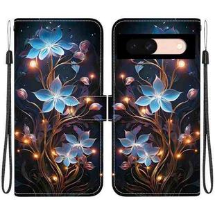 For Google Pixel 8a Crystal Texture Colored Drawing Leather Phone Case(Little Lantern Flower)