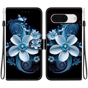 For Google Pixel 8 Crystal Texture Colored Drawing Leather Phone Case(Black Orchid)