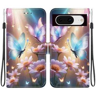 For Google Pixel 8 Crystal Texture Colored Drawing Leather Phone Case(Butterfly Love Flower)