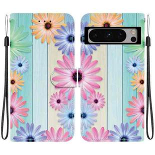 For Google Pixel 8 Pro Crystal Texture Colored Drawing Leather Phone Case(Sunflowers)