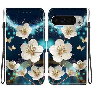 For Google Pixel 9 / 9 Pro Crystal Texture Colored Drawing Leather Phone Case(Magnolia)