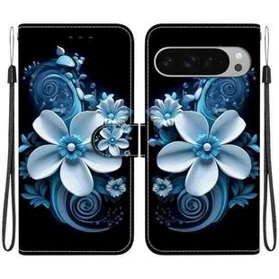 For Google Pixel 9 / 9 Pro Crystal Texture Colored Drawing Leather Phone Case(Black Orchid)