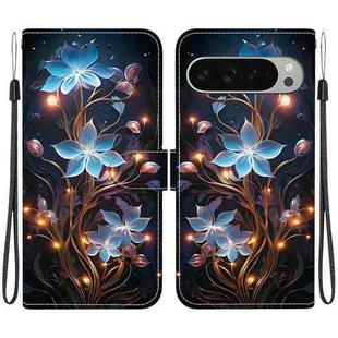 For Google Pixel 9 / 9 Pro Crystal Texture Colored Drawing Leather Phone Case(Little Lantern Flower)