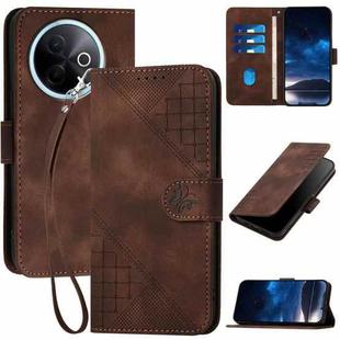 For vivo Y39 5G Grid Butterfly Embossed Pattern Leather Phone Case with Lanyard(Coffee)