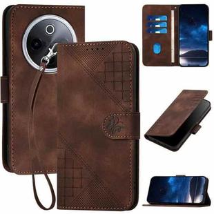 For vivo iQOO Z10 / T4 / Y300 Pro Grid Butterfly Embossed Pattern Leather Phone Case with Lanyard(Coffee)