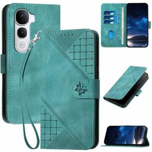For vivo Y400 Pro 5G Grid Butterfly Embossed Pattern Leather Phone Case with Lanyard(Light Blue)