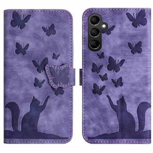 For Samsung Galaxy A26 5G Butterfly Cat Embossing Flip Leather Phone Case(Purple)