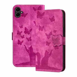 For Samsung Galaxy A07 4G / A06 4G Butterfly Cat Embossing Flip Leather Phone Case(Pink)