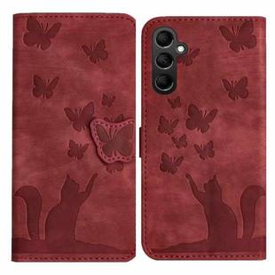 For Samsung Galaxy A17 5G / A26 5G Butterfly Cat Embossing Flip Leather Phone Case(Red)