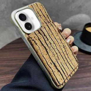 For iPhone 16 Plus Denior D24 Paint MagSafe Card Slot Phone Case(Yellow Wood Grain)