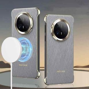 For Huawei Mate 70 GKK Borderless Electroplated Leather Magsafe Phone Case(Silver Brocade Grey)