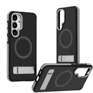 For Samsung Galaxy S25+ / S24+ 5G Dual-Color Skin Feel Magsafe Phone Case with Holder(Grey)