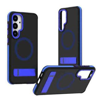 For Samsung Galaxy S25+ / S24+ 5G Dual-Color Skin Feel Magsafe Phone Case with Holder(Blue)