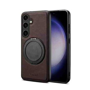 For Samsung Galaxy S25 5G Denior A14 Skin Feel Rotating Holder MagSafe Phone Case(Brown)
