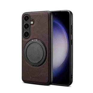 For Samsung Galaxy S25+ 5G Denior A14 Skin Feel Rotating Holder MagSafe Phone Case(Brown)