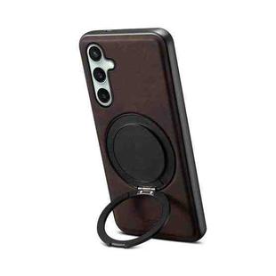 For Samsung Galaxy S24 FE 5G Denior A14 Skin Feel Rotating Holder MagSafe Phone Case(Brown)