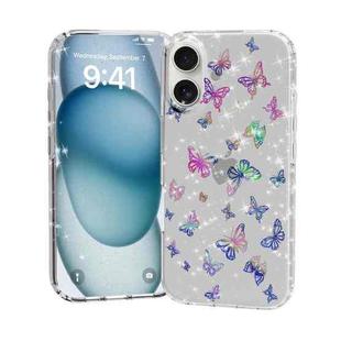 For iPhone 16 Plus IMD Double Piece Simple Fresh Shockproof Phone Case(Laser Butterfly)