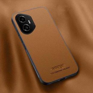 For Honor 300 HUIYI Leather Magnetic Phone Case(Brown)
