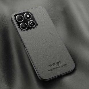 For Honor X6b HUIYI Leather Magnetic Phone Case(Grey)