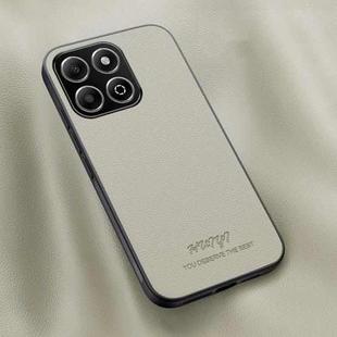 For Honor X6b HUIYI Leather Magnetic Phone Case(White)