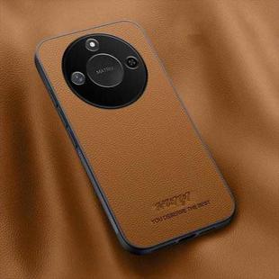 For Honor X60 HUIYI Leather Magnetic Phone Case(Brown)