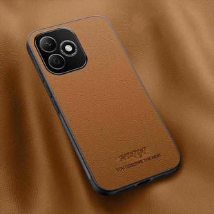 For Honor X60i HUIYI Leather Magnetic Phone Case(Brown)