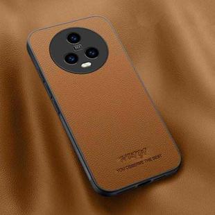 For Honor Magic5 HUIYI Leather Magnetic Phone Case(Brown)
