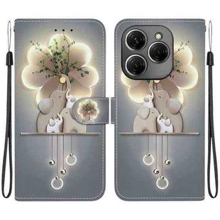 For Tecno Spark 20 Pro Crystal Texture Colored Drawing Leather Phone Case(Elephants)