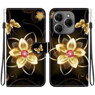 For Tecno Spark 20 Pro Crystal Texture Colored Drawing Leather Phone Case(Gold Flower)