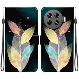 For Tecno Spark 20 Pro+ 4G Crystal Texture Colored Drawing Leather Phone Case(Colored Leaves)