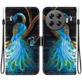 For Tecno Spark 20 Pro+ 4G Crystal Texture Colored Drawing Leather Phone Case(Peacock)