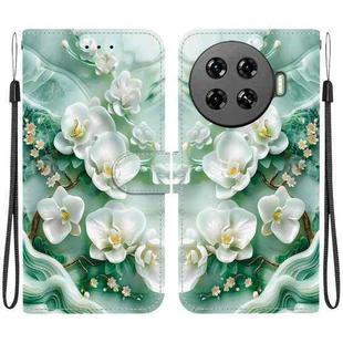 For Tecno Spark 20 Pro+ 4G Crystal Texture Colored Drawing Leather Phone Case(Jade Flowers)