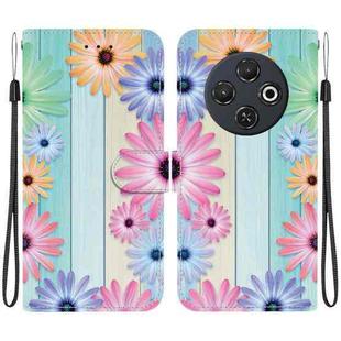 For Tecno Spark 30C Crystal Texture Colored Drawing Leather Phone Case(Sunflowers)