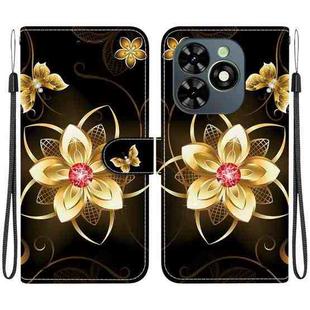 For Tecno Spark GO 2024 / 20C / Pop 8 Crystal Texture Colored Drawing Leather Phone Case(Gold Flower)